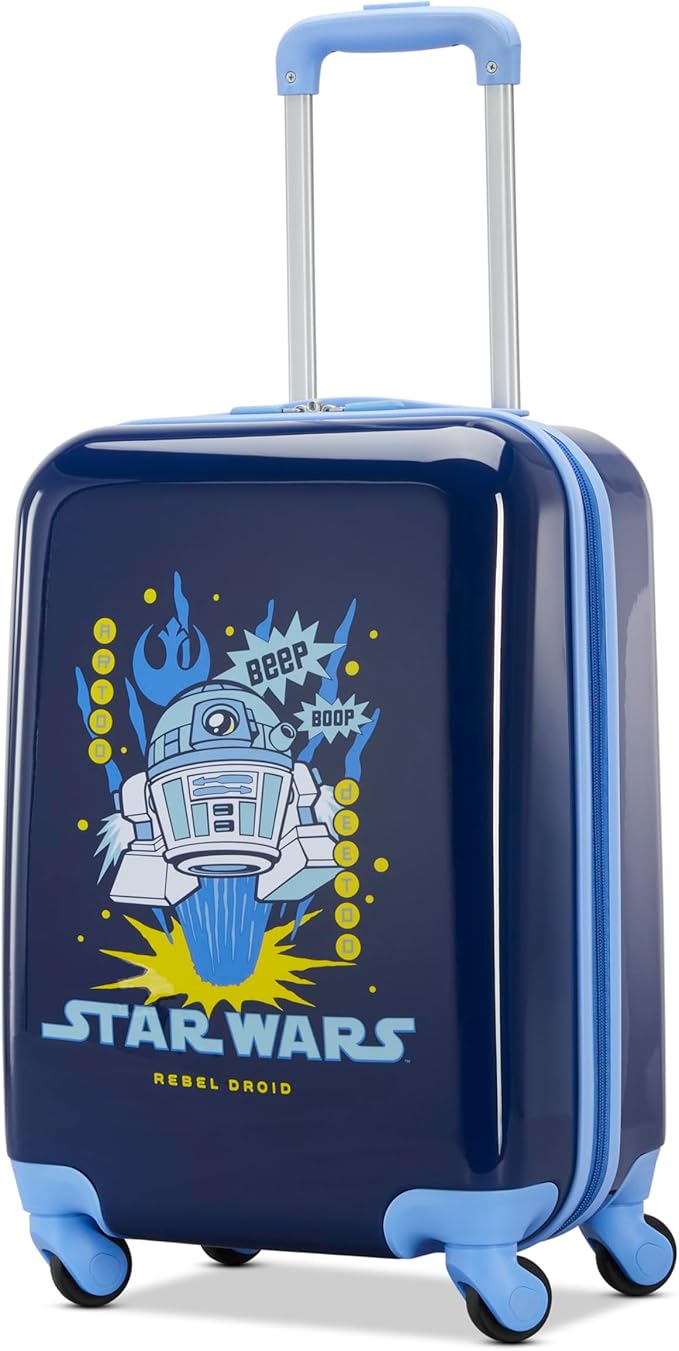 American Tourister Star Wars R2-D2 Carry-On Luggage - Airline Approved, Durable Hardshell with Favorite Rebel Droid - Roll Confidentially with Spinner Wheels & Colorful Adjustable Handle
