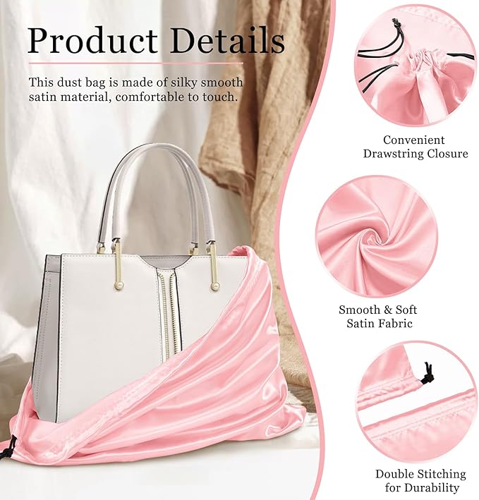 P Pothuiny 2 Pcs Satin Dust Bags for Handbags