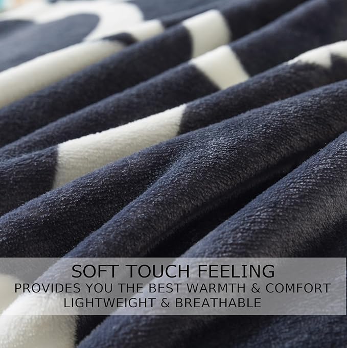 Gray Pattern Queen Size Blanket,90x90 Inches Microfiber Soft Cozy Fluffy Warm Hand Made Queen Throw Blankets for Queen Full Bed,Couch, Sofa, Chair, Camping, Picnic,Grey and White