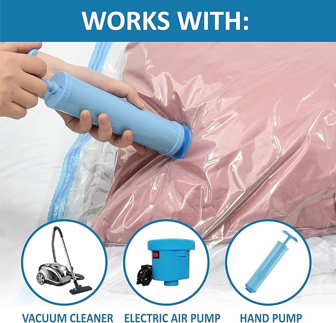 MattEasy Space Saver Vacuum Storage Bags, 6 Pack Large Space Saver Bags with Pump, Storage Vacuum Sealed Bags for Clothes, Comforters, Blankets, Bedding (Large)