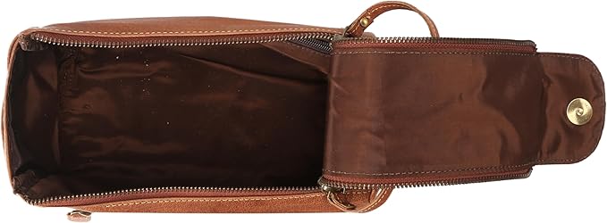 KomalC Premium Buffalo Leather Toiletry Bag for Men & Women With Water resistant Lining, Grooming Travel Pouch, Unisex Wash Bag for Toiletries, Gifts for Men and Women