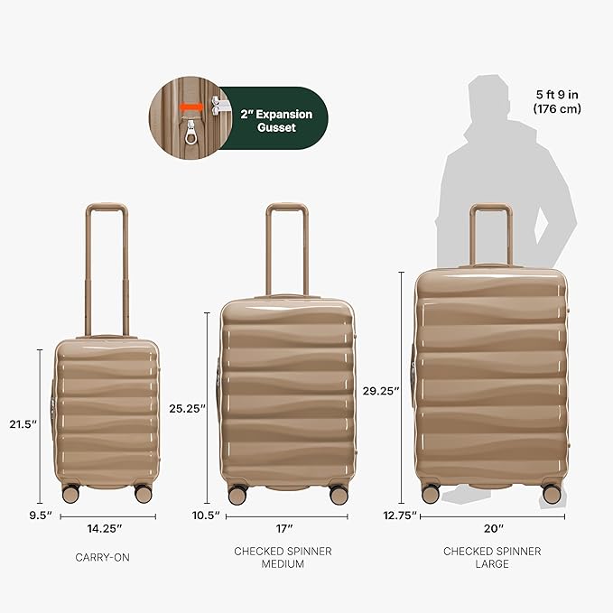 Traveler's Choice Edinburgh II Hardside Spinner Luggage, TSA Lock, Sand, 29" Large
