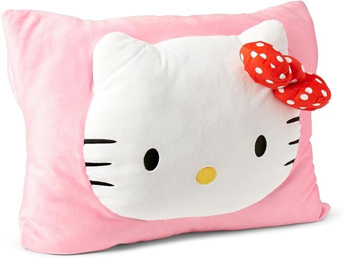 Northwest Sanrio Hello Kitty Forever Sweet Silk Touch Throw Blanket 50" x 60" with 3D Plush Pocket Pillow 14" x 20" – Comfy Hello Kitty Plush Blanket and Pillow Set