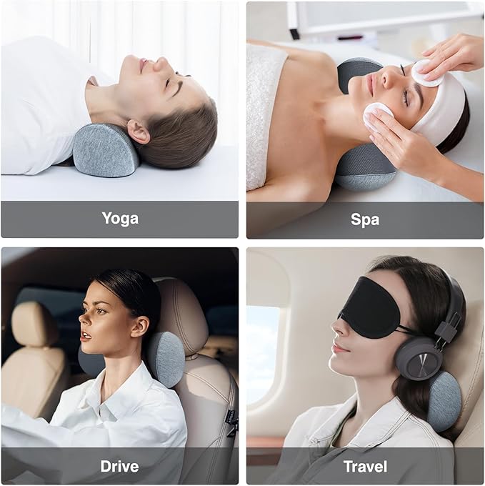 Neck Cervical Pillow Cervical Traction Device Lumbar Support Memory Foam Roll Pillow Muscle Relief Shoulder Pain Relaxer Dark Grey