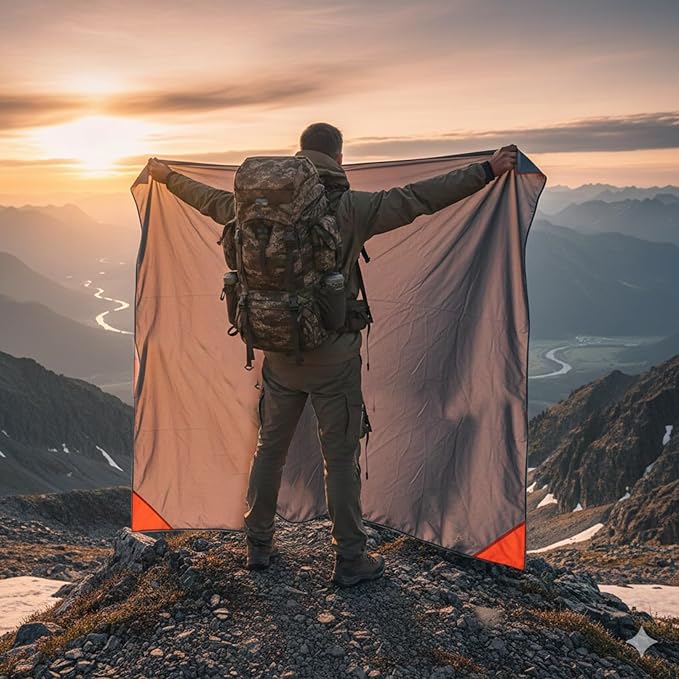Pocket Blanket (Water Resistant) - Ultralight Sand Proof Beach Mat for Hiking, Festivals, & Travel - Compact Ground Cover Fits 2-4 Adults (Stake Loops Included)