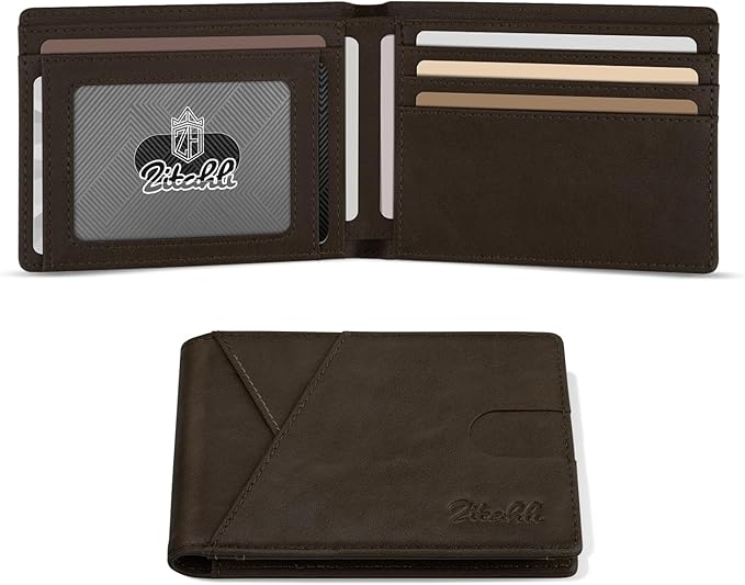 Zitahli Bifold Wallets for Men - Slim RFID Leather Credit Card Holder for 6-11 Cards, Minimalist Thin Wallet with ID Window & Cash Slot,Front Pockt Carteras Para Hombres, Birthday Gifts for Men | Slim, RFID Blocking, Premium, Front Pocket, Gift Box, Le...