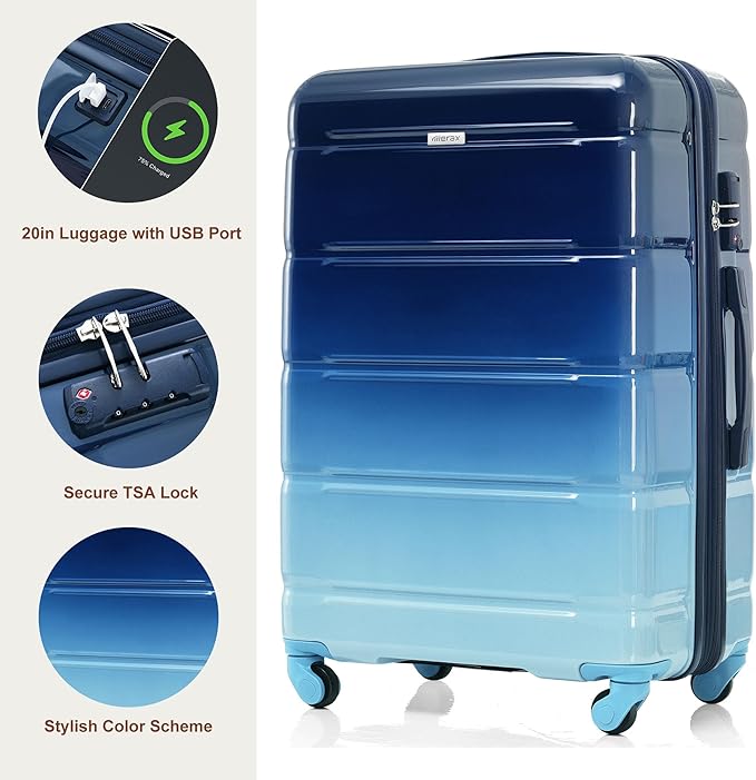 Luggage 3 Piece Hardside Luggage Sets Spinner Wheel Suitcases