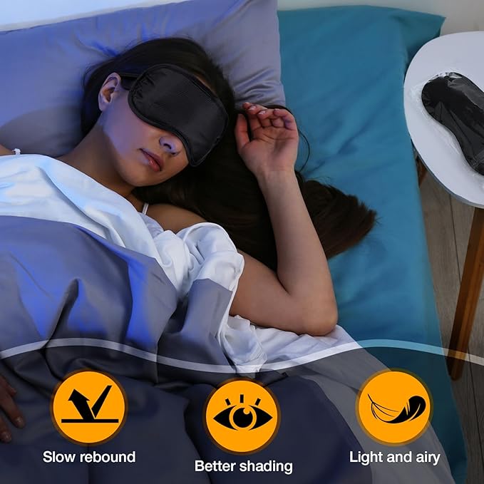 Tarpop 100 Pcs Eye Mask Sleeping Blindfold Eye Cover with Adjustable Strap for Games Party Team Building Travel Individually Wrapped Sleep Mask for Women Men (Black)