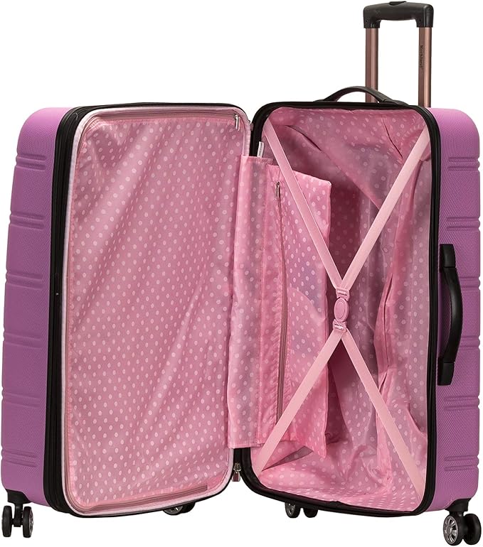 Rockland Melbourne Hardside Expandable Spinner Wheel Luggage, Pink, 2 Piece (20"/28")