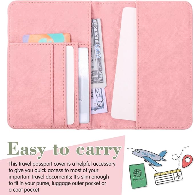 2 Pcs Passport Cover Holder for Travel Waterproof Leather Passport Wallet Case Book Travel Cruise Essentials for Women Men | 2 Pieces, Bridal, Holder, Waterproof, Holder Covers, Travel Wallet