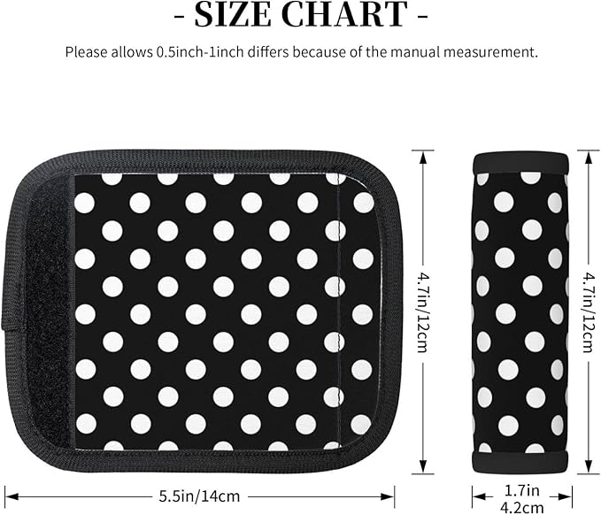 White Black Polka Dot Handle Wrap 2 Pieces, Soft Handle Grip for Women Men Travel Luggage Outdoor Bag Markers Décor