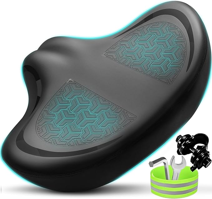 Noseless Bike Seat Cushion for Men & Women - Extra Padding & Comfort Wide Bicycle Seat, Oversized Comfortable Saddle for Peloton Bikes, Exercise Bikes, Electric Bikes, Cruiser Bikes