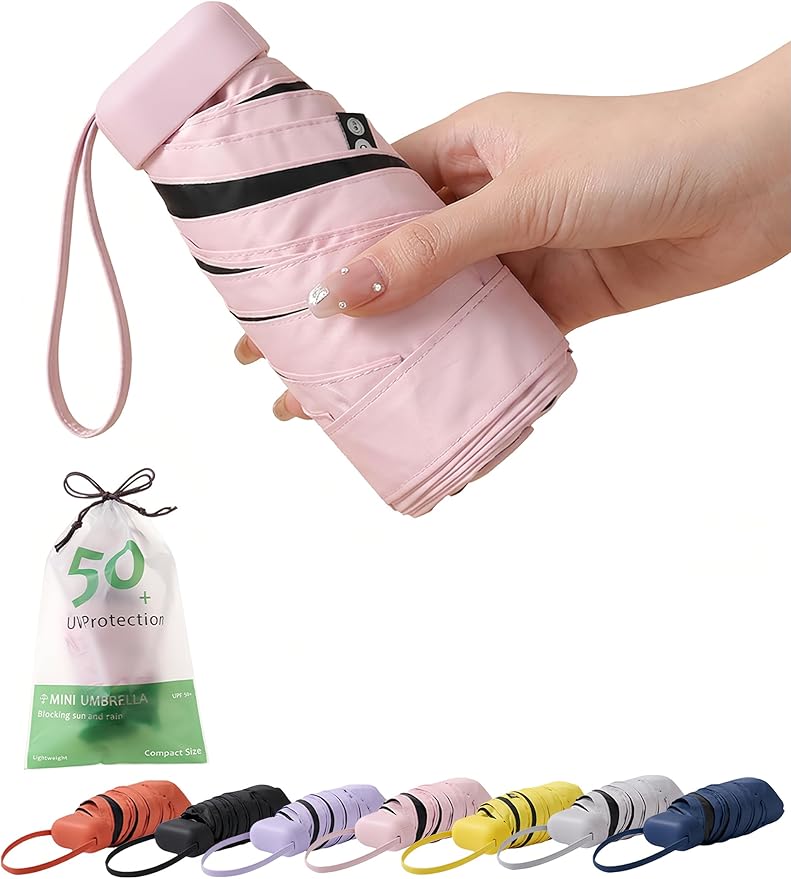BAODINI Mini Travel Umbrella Small Compact UV Blocking Manual Open Close Portable Sun Protection for Women Kids and Men