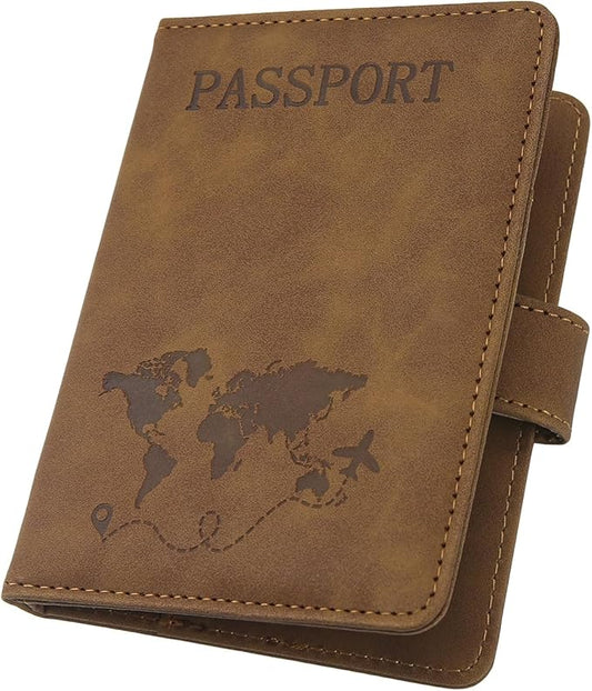 ILIYAH-Passport Cover-Passport Holder Travel Wallet-RFID Blocking Passport Case Travel Accessories Card Holder Wallet Unisex Travel Gifts (Brown MG)