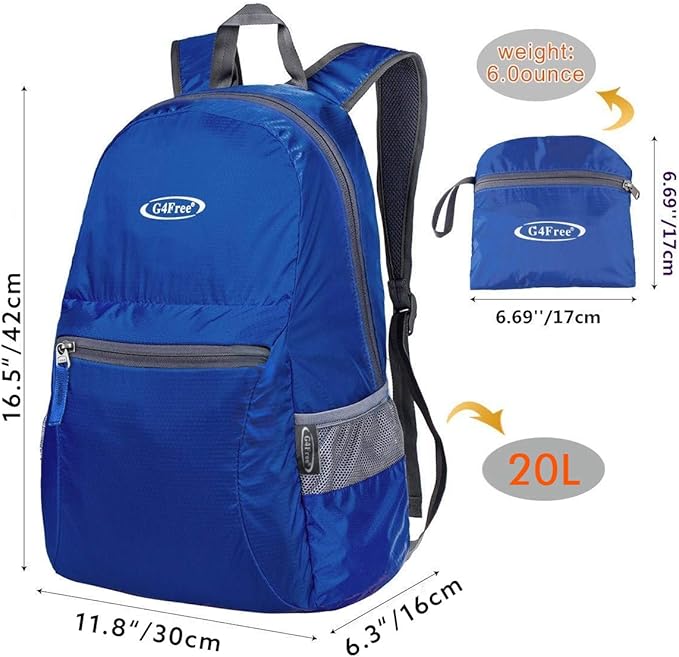 G4Free 20L Lightweight Packable Backpack Travel Hiking Daypack Foldable Backpack for Men Women