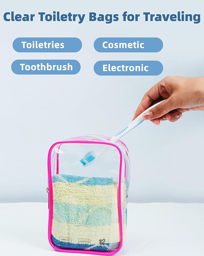 Packing Cubes 1 Quart Size Travel Bag TSA Approved Toiletry Bag Clear Small Purse Pouch International Long Flight Must Haves for Toiletries Makeup Liquids Airplane Europe Vacation Essentials