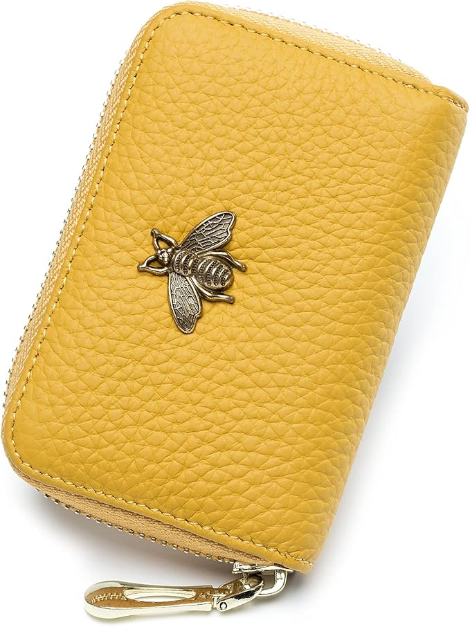 imeetu RFID Credit Card Holder, Small Leather Zipper Card Case Wallet for Women