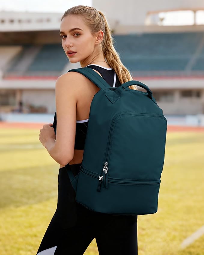 Gym Backpack for Women, Gym Bag with Shoe Compartment, Water Resistant Lightweight Sports Yoga Travel Backpack with Wet Pocket,Cheer Backpack,Blue