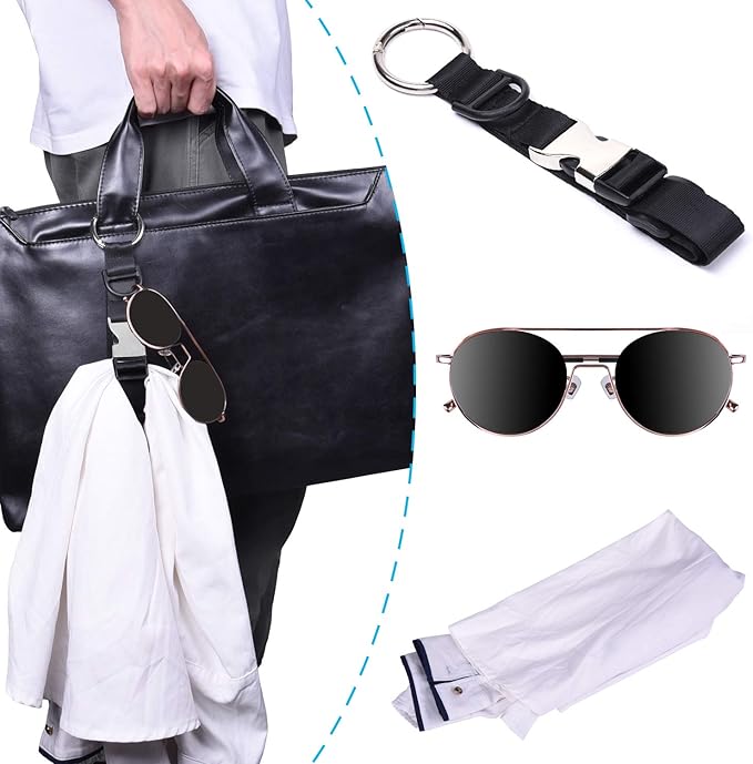 Wisdompro Jacket Gripper Strap, Add a Bag Luggage Straps Baggage Suitcase Belts Travel Accessories with Hook and D-Ring - Make Your Hands Free, Easy to Carry Your Extra Bags - Black