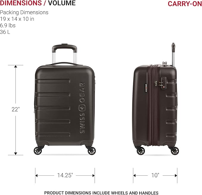 SwissGear 7366 Signature Hardside Expandable Luggage with Spinner Wheels, TSA Lock, Cup-Holder, Chocolate, 2-Piece Set (19/27)