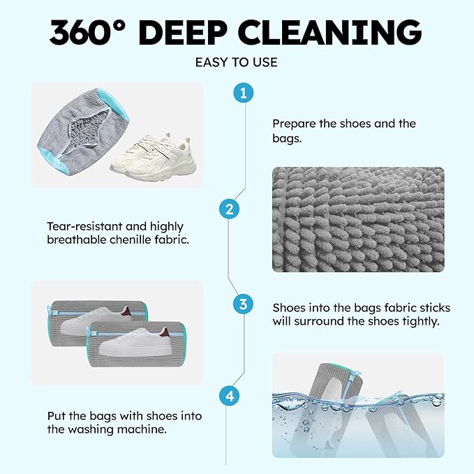 Shoe Washing Machine Bag: Shoe Washing Bag Keeps Clean - Reusable Laundry Shoe Bag for Sneaker Tennis Shoes Unstain Cleaner Kit(Grey 2 Pcs)
