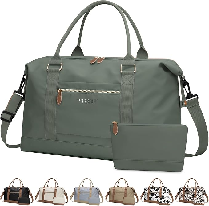 Travel Duffle Bag for Women, Weekender Bags, Hospital Bag for Labor Delivery, Lightweight Tote Duffel Overnight Bag with Luggage Sleeve,Airplane Travel Bags (Army Green, Large)