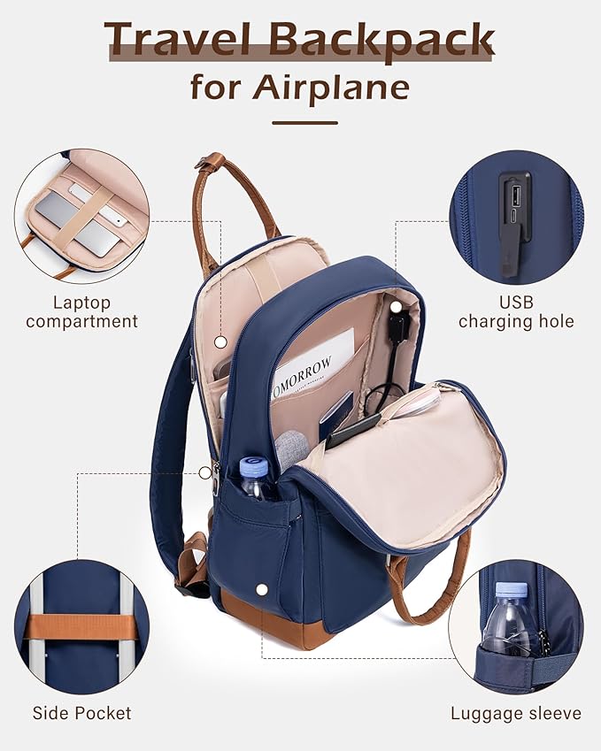 LONG VACATION Carry On Luggage Sets 3 Piece 20 Inch Suitcase Set, ABS+PC Hardshell Lightweight Travel Luggage with Spinner Wheels & YKK Zipper TSA Lock (20 INCH (BP/TB), NAVY)