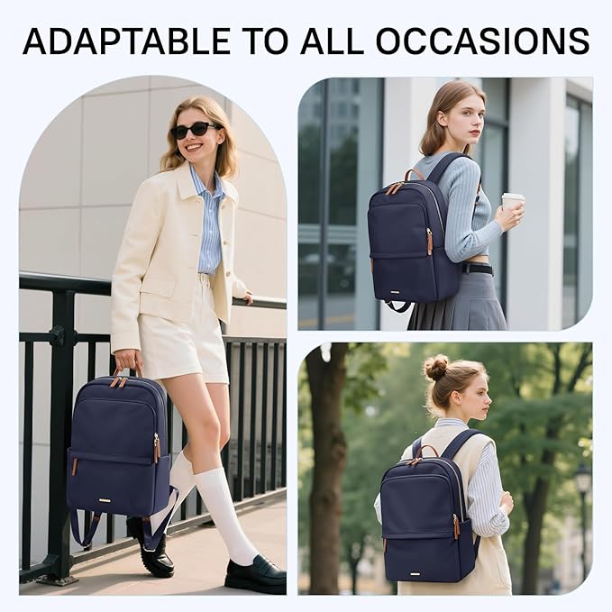 GOLF SUPAGS Women Laptop Backpack Casual Daypack for Work Travel College Backpack Purse Fits 14 Inch Notebook (Navy Blue)