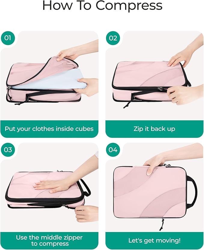 BAGSMART Compression Packing Cubes, 6 Set/4 Set/2 Set Travel Packing Cubes for Carry on Suitcases, Compression Suitcase Organizers Bag Set & Travel Cubes for Luggage, Lightweight Packing Organizers