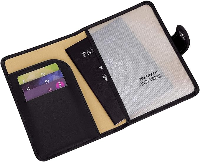 ZOPPEN Passport Holder Women Men, Passport Cover Travel Wallet Rfid Blocking Passport Wallet Cover Case Travel Essentials Document Organizer, Black