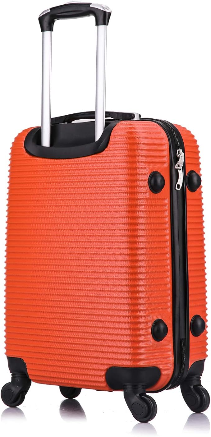 InUSA ROYAL Hardside Luggage with Ergonomic Handles | Spacious Travel Suitcase with Four Spinner Wheels and Studs | 20 Inch Hardside Carry-On Spinner Luggage | Orange