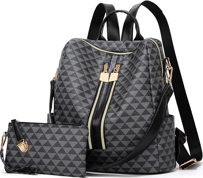 Makes Backpack Purse for Women PU Leather Travel Satchel Handbag Convertible Design Bag with Purse 2 Piece