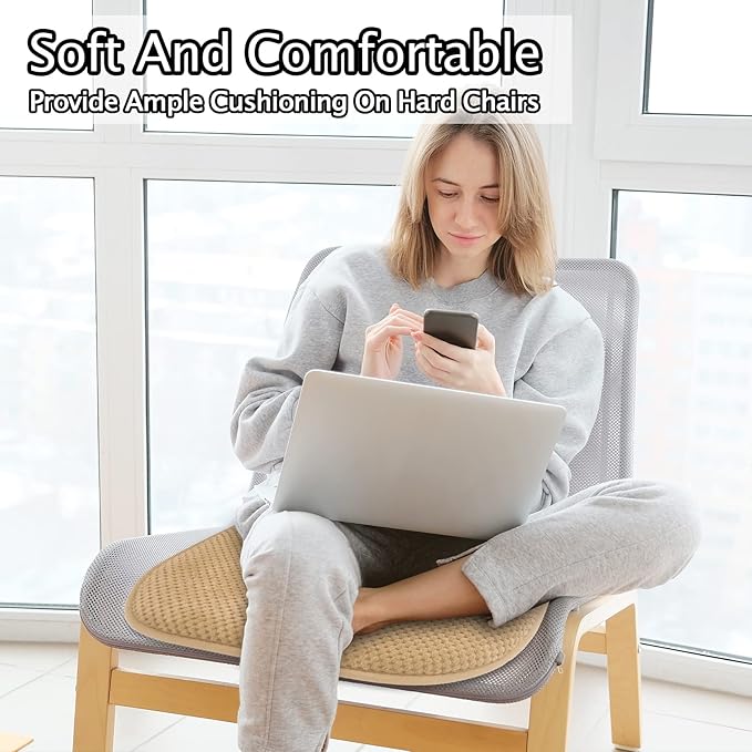 Khaki Foam Seat Cushions Kitchen Chairs Pads for Dining Chairs 2 Pack Non Slip Patio Seat Cushions Washable U Shaped Soft Thick Large Metal Wooden Chair Cushions,17" x 15"