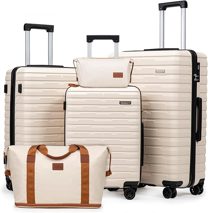 Luggage Sets 5 Piece Suitcases with Wheels, Suitcase Set ABS Hard Case Luggage with Spinner Wheels Durable Travel Luggage
