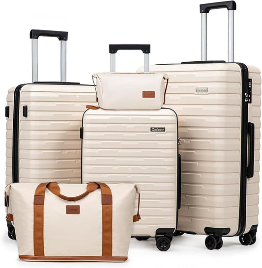 Luggage Sets 5 Piece Suitcases with Wheels, Suitcase Set ABS Hard Case Luggage with Spinner Wheels Durable Travel Luggage