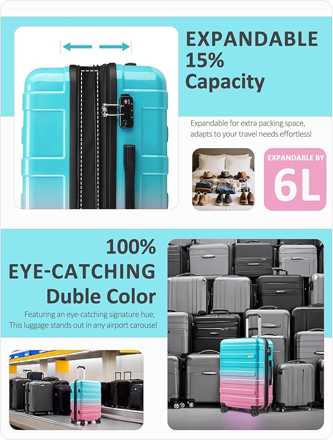 Tolino Carry on Luggage 22x14x9 Airline Approved-20 Inch Hardside Suitcase with Wheels TSA Lock, PC+ABS Lightweight Carry on Suitcases for Women and Men