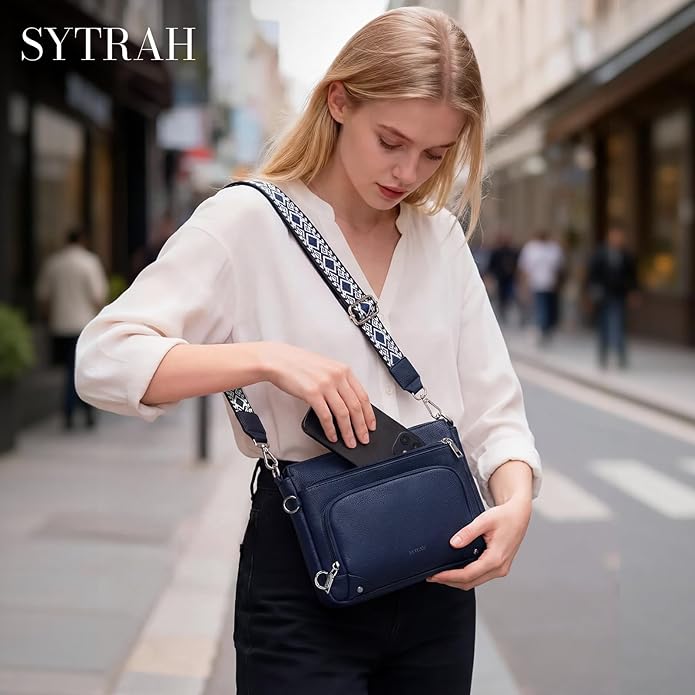 SYTRAH Anti-Theft Crossbody Purse for Women, Crossbody Shoulder Bag with Built-in Wallet & RFID Blocking for Travel Workout