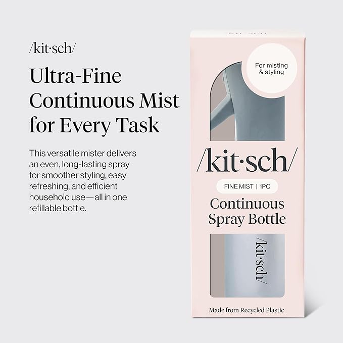 Kitsch Continuous Spray Bottle for Hair – Fine Mist Water Mister & Water Spray Bottle – Recycled Hair Spray Bottle – Spray Bottles for Cleaning, Styling, Plants & More – Haze Blue, 150ml