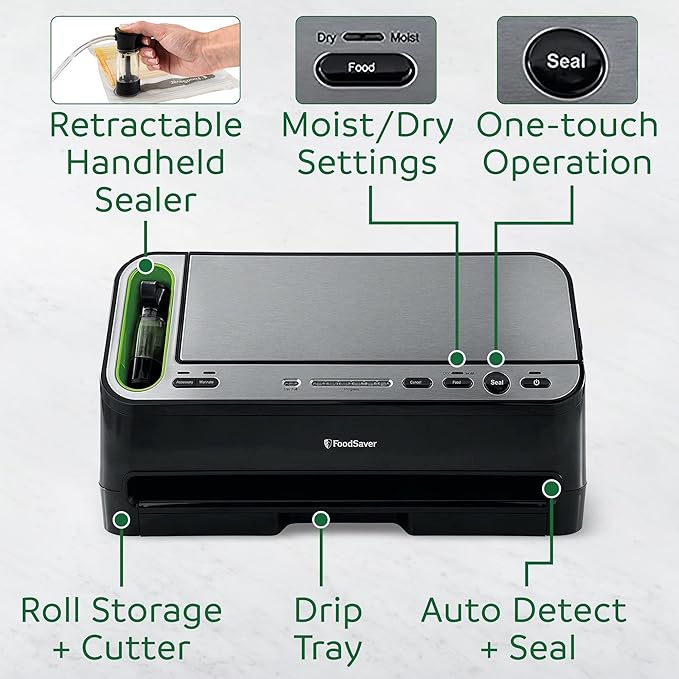 FoodSaver V4400 2-in-1 Vacuum Sealer Machine with Automatic Vacuum Sealer Bag Detection and Starter Kit