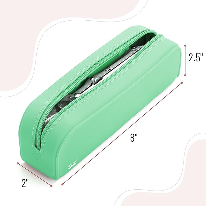 Mr. Pen- Silicone Pencil Case Pouch, Mint Breeze, Aesthetic Multipurpose Design, Aesthetic Pencil Case Small, Silicone Makeup Bag