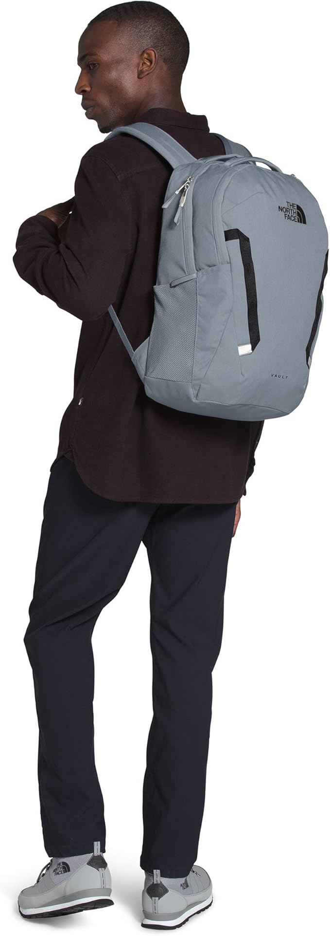 THE NORTH FACE Vault Everyday Laptop Backpack | Commuter Travel Bag with Water-Repellent Finish, Spacious Main Compartment, Mid Grey Dark Heather/TNF Black, OS