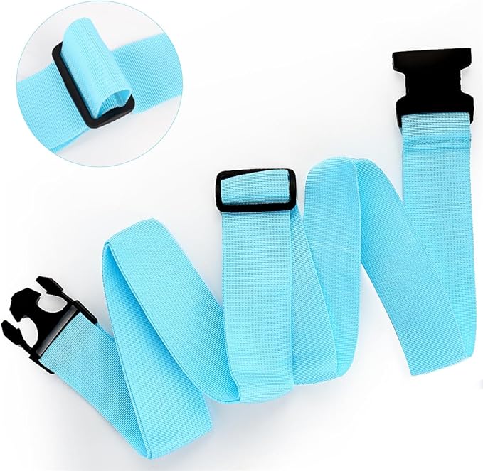2Pack Luggage Straps for Suitcases, Travel Connector for Carry On Bag, Add Bag to Connect Two Suitcases, Adjustable Belt Attachment Accessories for Connect Your 3 Luggages, Light Blue