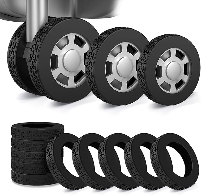 10 Pack Luggage Wheel Covers, 3 Size Protector Cover for 2.09-2.36" Suitcase Spinner Wheels, Upgraded Wear-Resistant, Silent, Shock Absorption Luggage Accessories for Carry-On Travel (Black, M)