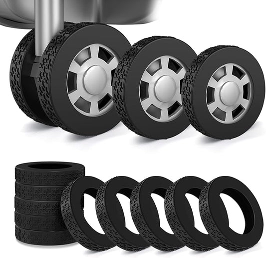 10 Pack Luggage Wheel Covers, 3 Size Protector Cover for 2.09-2.36" Suitcase Spinner Wheels, Upgraded Wear-Resistant, Silent, Shock Absorption Luggage Accessories for Carry-On Travel (Black, M)