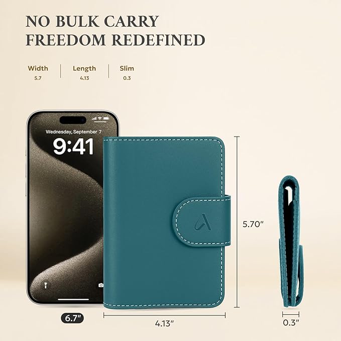 ALLIVE Rfid Passport Holder for Travel Women & Men, Passport Cover Wallet with AirTag Hidden, Genuine Leather Passport Holder Essential for Business Travel, Airport Security (Lake Blue)