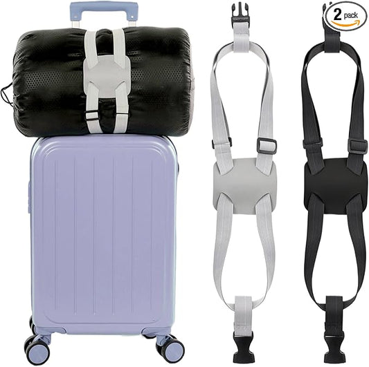 2 Pack Luggage Straps Bag Bungee Luggage Securing Strap Adjustable Buckle Belt for Suitcases Add a Bag Easy to Travel Suitcase Elastic Strap Belt Travel Accessories to Connect Two Suitcases