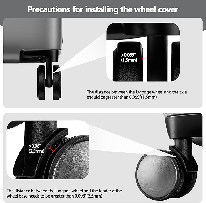 AWINNER Luggage Wheel Covers 8 Pack Upgraded,Silicone Luggage Wheel Protector Covers for most 8 Spinner Wheel Suitcases or Office Chair Caster,Durable,Mute and Shock Absorption (Grey)