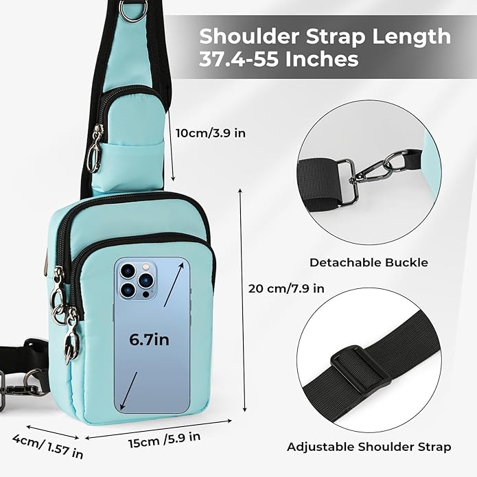 BROADREAM Mini Crossbody Sling Bag, Small Chest Bags Dual Pocket with Zipper Lock, RFID Blocking & Water Resistant Women Men