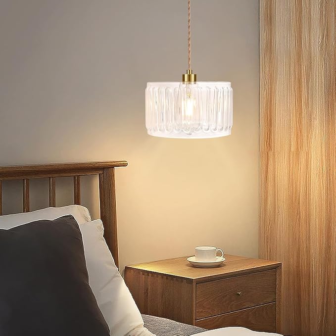 QIYIZM Glass Plug in Pendant Light Hanging Lights with Plug in Cord Milk White Hanging Lamp Gold Dimmable Mid Century Modern Plug in Chandelier Ceiling Fixture for Living Room,Kitchen,Boho