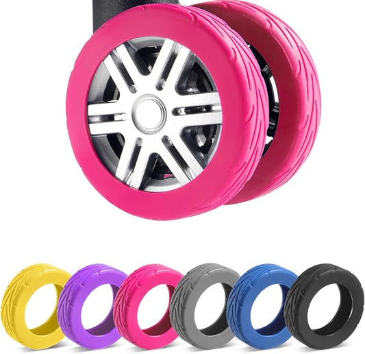 8 Pcs Upgrade Luggage Wheel Covers, Carry On Luggage Suitcases,Wear-Resistant, Anti-Noise, Silicone Wheel Protective Covers for 2-2.4" Spinner Wheel,Essential Travel Accessories (Hot pink)